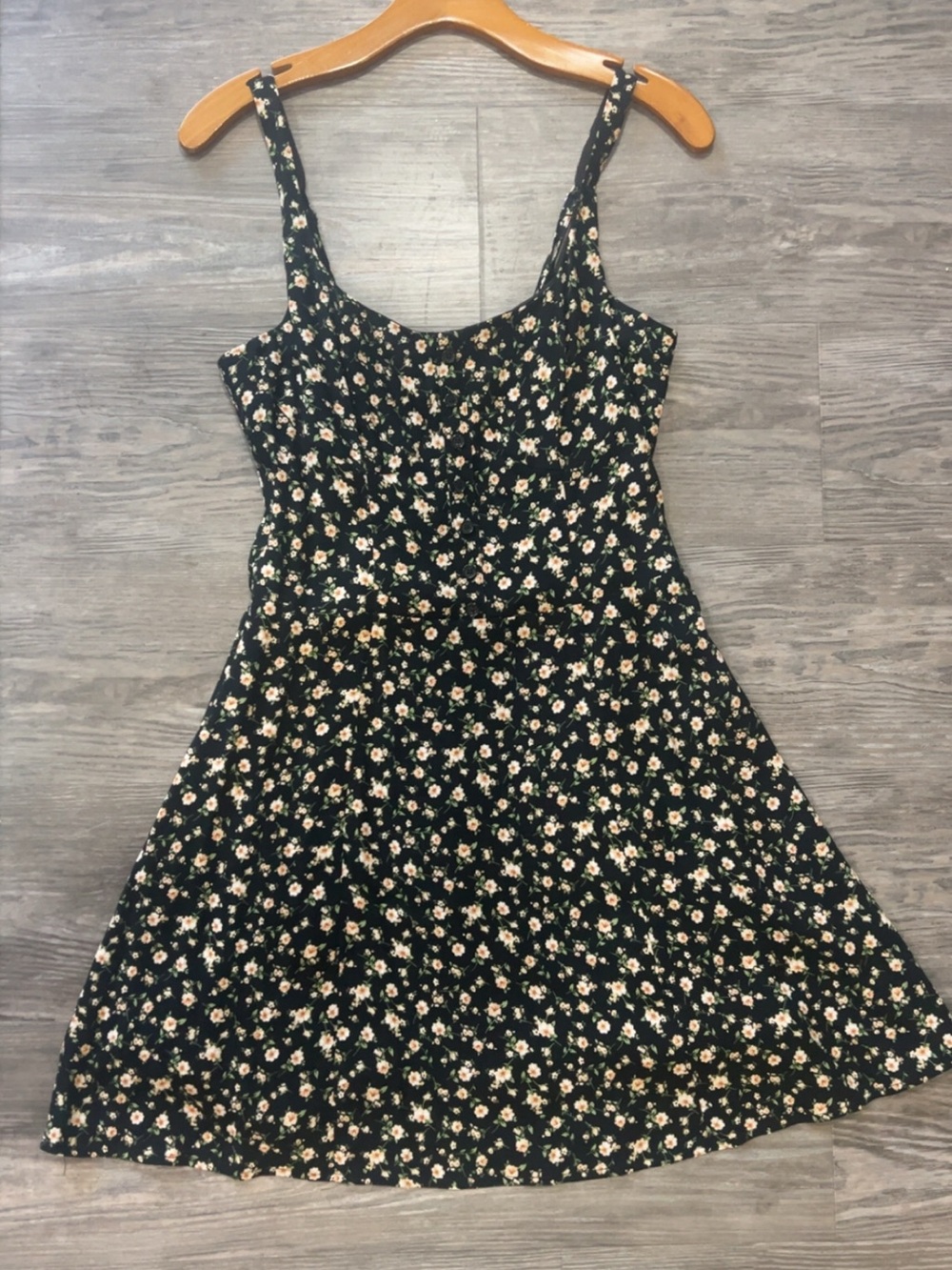 Vici Black Mini Dress with Cream & Pink Floral Print